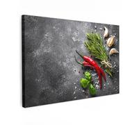 MuchoWow© Canvas Wall Art 47"x31" / 120x80 cm Decor Hanging Pictures for Living Room Canvus Artwork Deco Walls Pepper - Herbs - Spices - Concrete