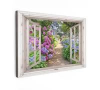 MuchoWow© Canvas Wall Art 47"x31" / 120x80 cm Decor Hanging Pictures for Living Room Canvus Artwork Deco Walls Hydrangea - See-through - Flowers - Summer - Purple - Path