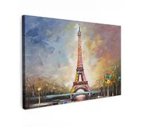 MuchoWow© Canvas Wall Art 47"x31" / 120x80 cm Decor Hanging Pictures for Living Room Canvus Artwork Deco Walls Eiffel Tower - Oil painting - Paris