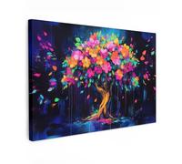 MuchoWow© Canvas Wall Art 47"x31" / 120x80 cm Decor Hanging Pictures for Living Room Canvus Artwork Deco Walls Tree - Flowers - Magical - Colored