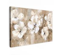 MuchoWow© Canvas Wall Art 47"x31" / 120x80 cm Decor Hanging Pictures for Living Room Canvus Artwork Deco Walls Flowers - Watercolor - Beige - Art