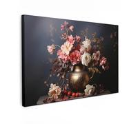 MuchoWow© Canvas Wall Art 47"x31" / 120x80 cm Decor Paintings Prints framed on Canvas Decorations Wallart Still life - Flowers - Roses - Bouquet - Vase
