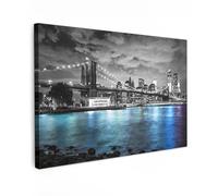 MuchoWow© Canvas Wall Art 47"x31" / 120x80 cm Decor Paintings Prints framed on Canvas Decorations Wallart New York - Skyline - City - Blue