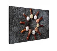 MuchoWow© Canvas Wall Art 47"x31" / 120x80 cm Decor Paintings Prints framed on Canvas Decorations Wallart Spoon - Herbs - Spices - Kitchen - Industrial