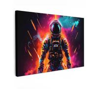 MuchoWow© Canvas Wall Art 47"x31" / 120x80 cm Decor Prints for Living Room Decorative Canvases Hall Artwork Astronaut - Neon - Gaming - Space
