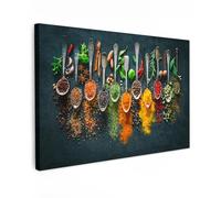 MuchoWow© Canvas Wall Art 47"x31" / 120x80 cm Decor Prints for Living Room Decorative Canvases Hall Artwork Herbs - Spices - Spoons