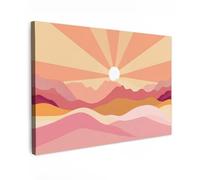 MuchoWow© Canvas Wall Art 47"x31" / 120x80 cm Decor Prints for Living Room Decorative Canvases Hall Artwork Mountains - Abstract - Sunrays - Pink