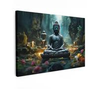 MuchoWow© Canvas Wall Art 47"x31" / 120x80 cm Home Decor Paintings for Living Room Decorations Gifts Hallway Buddha - Statue - Buddha - Zen - Art - Buddha