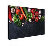 MuchoWow© Canvas Wall Art 47"x31" / 120x80 cm Home Decor Paintings for Living Room Decorations Gifts Hallway Vegetables - Herbs - Spices - Black - Rustic - Kitchen