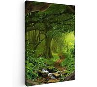 MuchoWow© Canvas Wall Art 8"x12" / 20x30 cm Decor Paintings Print framed on Canvas Pictures for Hallway Jungle - Green - Nature - Tropical - Plants