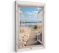 MuchoWow© Canvas Wall Art 8"x12" / 20x30 cm Decor Prints for Living Room Decorative Canvases Hall Artwork Window - Sea - Coast - Nature - vista - Beach - Wadden Sea