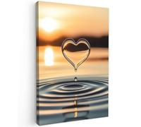 MuchoWow© Canvas Wall Art 8"x12" / 20x30 cm Home Decor Paintings for Living Room Decorations Gifts Hallway Heart - Water - Sunset - Nature - Zen