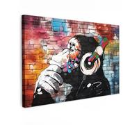 MuchoWow© Canvas Wall Art Decor Hanging Pictures for Living Room Canvus | 47"x31" / 120x80 cm - Artwork Deco Walls Monkey - Graffiti - Music