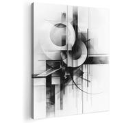 MuchoWow© Canvas Wall Art Decor Paintings Print framed on Pictures | 24"x31" / 60x80 cm - for Hallway Abstract - Modern - Black and white