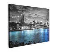 MuchoWow© Canvas Wall Art Decor Paintings Prints framed | 28"x20" / 70x50 cm - Decorations Wallart New York - Skyline - City - Blue