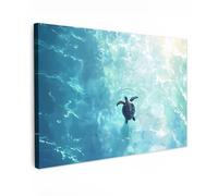 MuchoWow© Canvas Wall Art Home Decor Paintings for Living Room Decorations | 24"x16" / 60x40 cm - Gifts Hallway Turtle - Sea - Blue - Sparkle