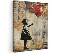 MuchoWow© Canvas Wall Art Home Decor Paintings for Living Room Decorations | 24"x31" / 60x80 cm - Gifts Hallway Graffiti - Banksy - Girl - Street
