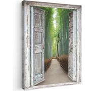 MuchoWow© Canvas Wall Art Work 12"x16" / 30x40 cm House Decoration for Living Room Home Decor Pictures Walls Bamboo - Japan - View - Forest