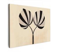MuchoWow© Canvas Wall Art Work 16"x12" / 40x30 cm House Decoration for Living Room Home Decor Pictures Walls Leaves - Striped - Stem - Beige