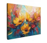 MuchoWow© Canvas Wall Art Work 16"x12" / 40x30 cm House Decoration for Living Room Home Decor Pictures Walls Flowers - Dahlia - Art - Orange - Watercolour