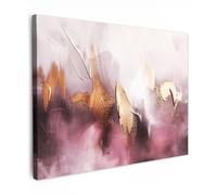 MuchoWow© Canvas Wall Art Work 16"x12" / 40x30 cm House Decoration for Living Room Home Decor Pictures Walls Watercolour - Gold - Pink - Abstract - Art