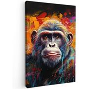 MuchoWow© Canvas Wall Art Work 16"x24" / 40x60 cm Room Decor Painting Wallfillers Picture Decoration Prints Monkey - Gorilla - Graffiti - Animals - Colours