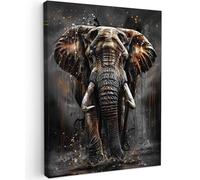 MuchoWow© Canvas Wall Art Work 20"x28" / 50x70 cm House Decoration for Living Room Home Decor Pictures Walls Elephant - Watercolor - Wild Animals - Luxury