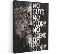 MuchoWow© Canvas Wall Art Work 24"x31" / 60x80 cm Room Decor Painting Wallfillers Picture Decoration Prints Lion - Black - Quote - Animals - ‘No guts no glory no legend no story’