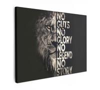 MuchoWow© Canvas Wall Art Work 28"x20" / 70x50 cm Room Decor Painting Wallfillers Picture Decoration Prints Lion - Black - Quote - Animals - ‘No guts no glory no legend no story’