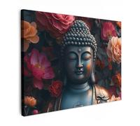 MuchoWow© Canvas Wall Art Work 31"x24" / 80x60 cm House Decoration for Living Room Home Decor Pictures Walls Buddha - Flowers - Image - Art