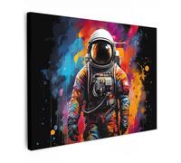 MuchoWow© Canvas Wall Art Work 31"x24" / 80x60 cm Room Decor Painting Wallfillers Picture Decoration Prints Astronaut - Graffiti - Black - Colours