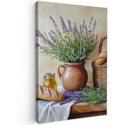 MuchoWow© Canvas Wall Art Work 31"x47" / 80x120 cm Room Decor Painting Wallfillers Picture Decoration Prints Lavender - Bread - Still life