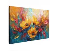 MuchoWow© Canvas Wall Art Work 35"x24" / 90x60 cm House Decoration for Living Room Home Decor Pictures Walls Flowers - Dahlia - Art - Orange - Watercolour