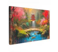 MuchoWow© Canvas Wall Art Work 47"x31" / 120x80 cm Room Decor Painting Wallfillers Picture Decoration Prints Graffiti - Japanese Garden - Colorful - Japan - Street Art
