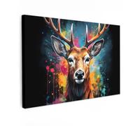 MuchoWow© Canvas Wall Art Work 47"x31" / 120x80 cm Room Decor Painting Wallfillers Picture Decoration Prints Deer - Graffiti - Animals - Colours