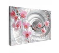 MuchoWow© Canvas Wall Art Work 47"x31" / 120x80 cm Room Decor Painting Wallfillers Picture Decoration Prints Flowers - Tunnel - Abstract - 3D effect