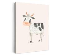 MuchoWow© Canvas Wall Art Work 60x80 cm House Decoration for Living Room Home Decor Pictures Walls Cow - Farm animals - Watercolour - Child - Pastel