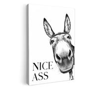 MuchoWow© Canvas Wall Art Work 60x90 cm House Decoration for Living Room Home Decor Pictures Walls Quote - Donkey - Animals - Nice ass - Proverbs