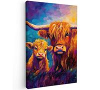 MuchoWow© Canvas Wall Art Work Room Decor Painting Wallfillers Picture | 16"x24" / 40x60 cm - Decoration Prints Scottish highlander - Cows - Animals