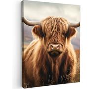 MuchoWow© Canvas Wall Art Work Room Decor Painting Wallfillers Picture | 20"x28" / 50x70 cm - Decoration Prints Scottish highlander - Landscape - Animal