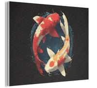 MuchoWow© Felt Panel 40x30 cm Framed Print Painting for Entryway Interior Accent Decoration Wall Art Pisces - Circle - Orange - Harmony