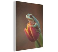 MuchoWow© Felt Panel 50x70 cm Room Style Piece Wallfillers Visual Display Decoration Wall Art Close-up - Frog - Tulip - Red