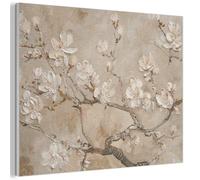 MuchoWow© Felt Panel 80x60 cm Hanging Picture Decor for Living Room Artwork Deco Walls Decoration Wall Art Flowers - Modern - Beige - White - Blossom