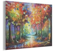 MuchoWow© Felt Panel 80x60 cm House Touch for Living Space Modern Visuals Decoration Wall Art Landscape - Forest - Colors - Nature