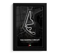 MuchoWow© Framed Wall Art 20x30 cm Room Decor House And Stairs Home Bedroom Bathroom Kitchen For Living Aesthetic Decoration Pictures Race track - Yas Marina Circuit - F1 - Abu Dhabi - Black