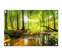 MuchoWow© Garden Poster Outdoor Wall Decor Posters Decorations Balcony | 23"x15" / 60x40 cm - Accessories Outside Decoration Forest - Landscape - Water - Trees - Green - Nature