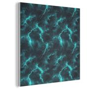 MuchoWow© Sound Proofing Panels 80x80 cm Acoustic Wall Decorative Sounds Proof Panel House Decor Decoration Soundproof Felt Boards Noise Absorbing Turquoise - Lightning - Clouds