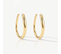 MUCHV Oval Horseshoe Pull-Through Threader Hoop Earrings - Gold