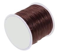 MUCKLILY 0.6mm Brown Flat Elastic Wire for Hair Extensions, Soft Silicone Crystal Line Roll, Sturdy Beading and Braiding Thread for Thin and Long Hair DIY Styling