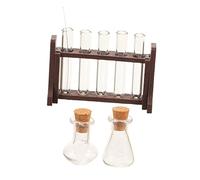 MUCKLILY 1 Set Miniature Test Tube Experiment with Science Tube Rack for Dollhouse Education and Play Simulation Props for Creative Learning and Photography